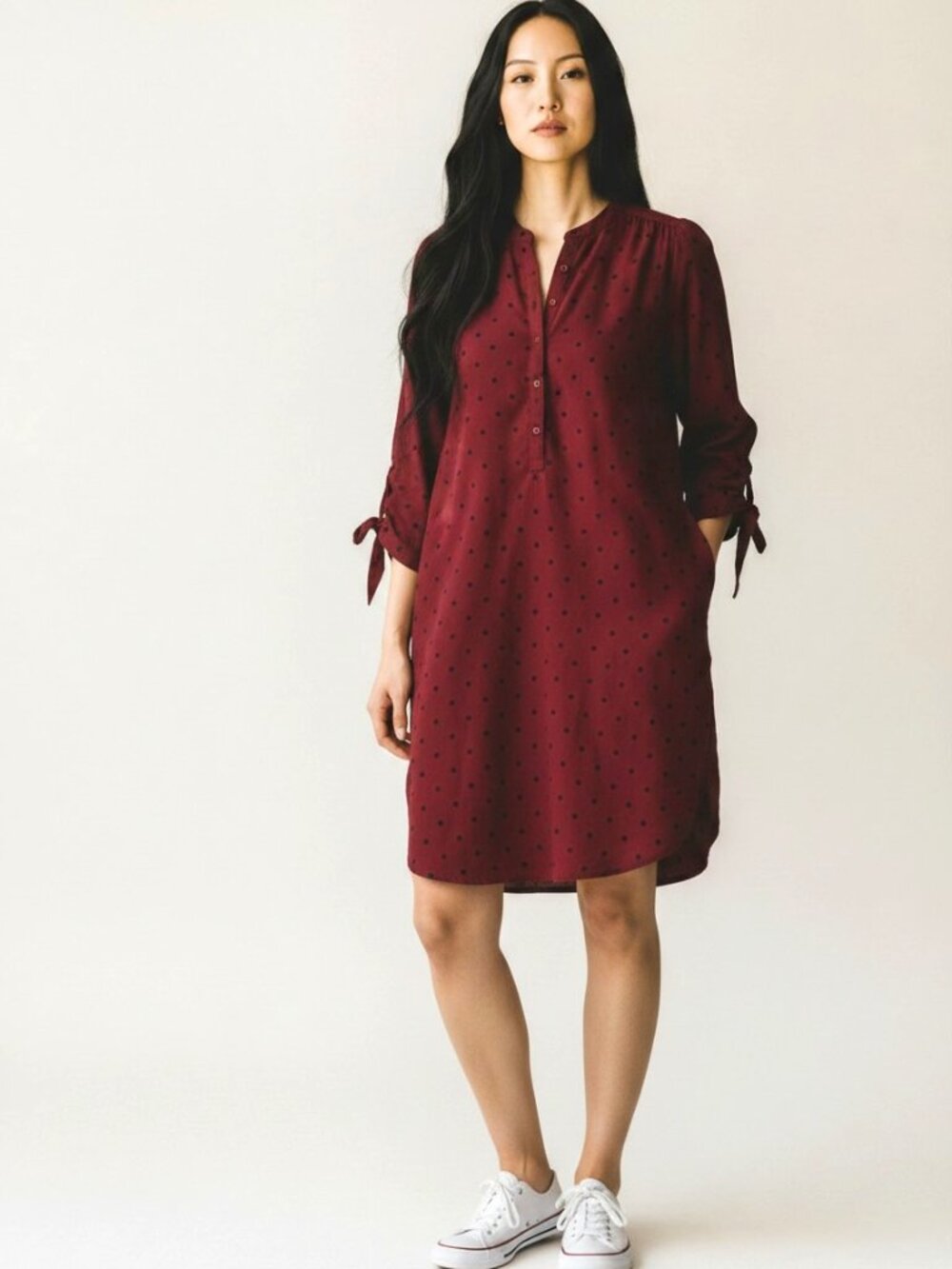 Old Navy Red Polka Dot Long Sleeve Dress